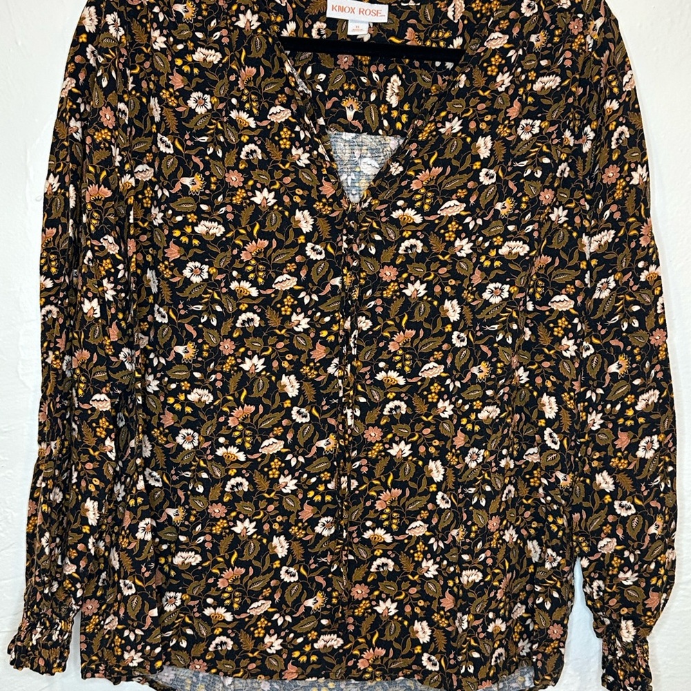 Knox Rose Floral Blouse - Black and Brown